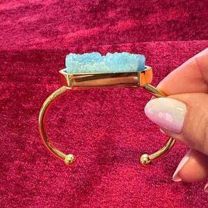 Gold cuff Druzy turquoise quartz  Women's Bracelet new by Kingsley Arielle.